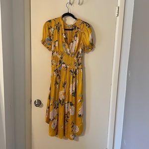 Floral midi yellow dress